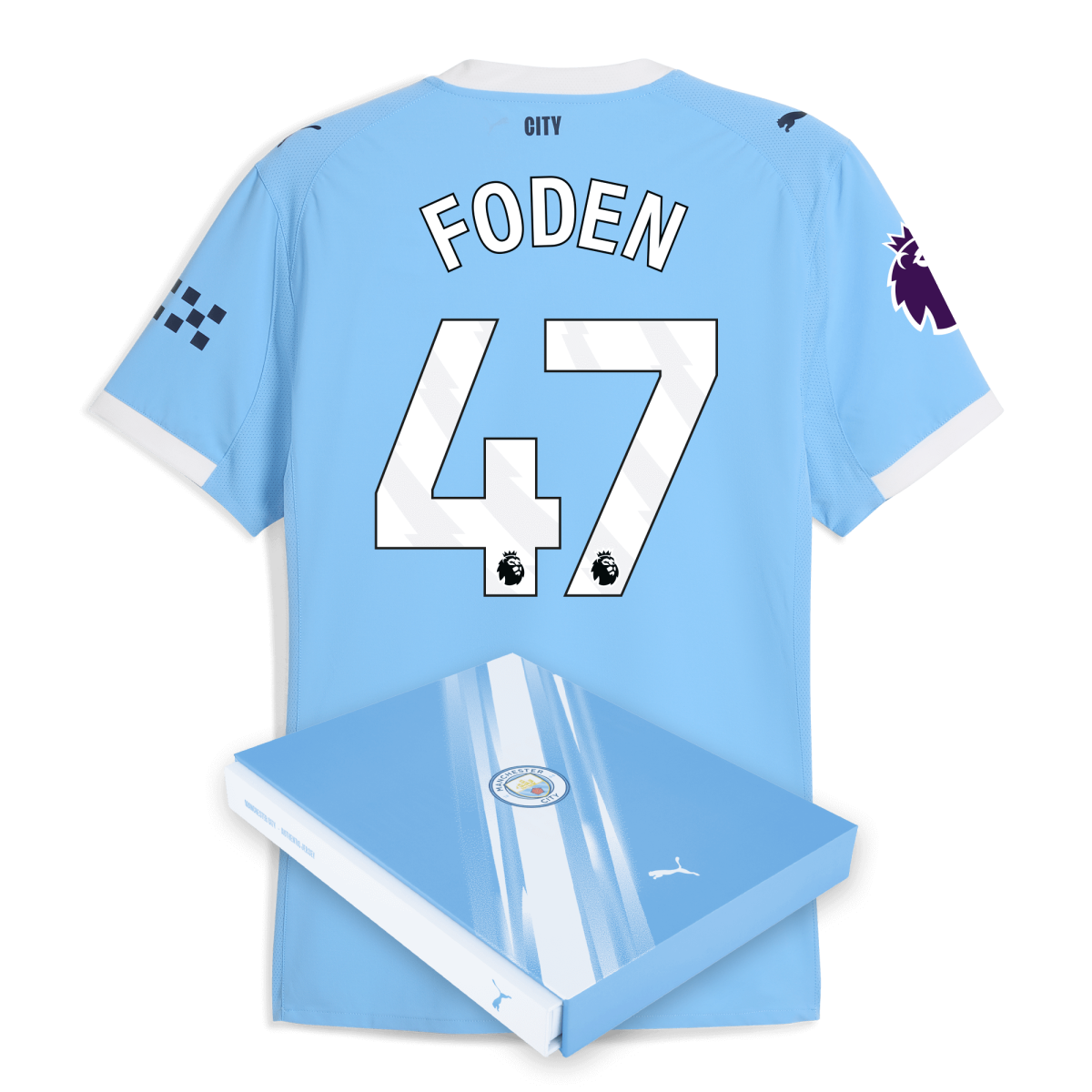 Manchester City manchester city premier league home authentic jersey 202526 with foden 47 printing in gift box Collection - ManchesterCitystore.com