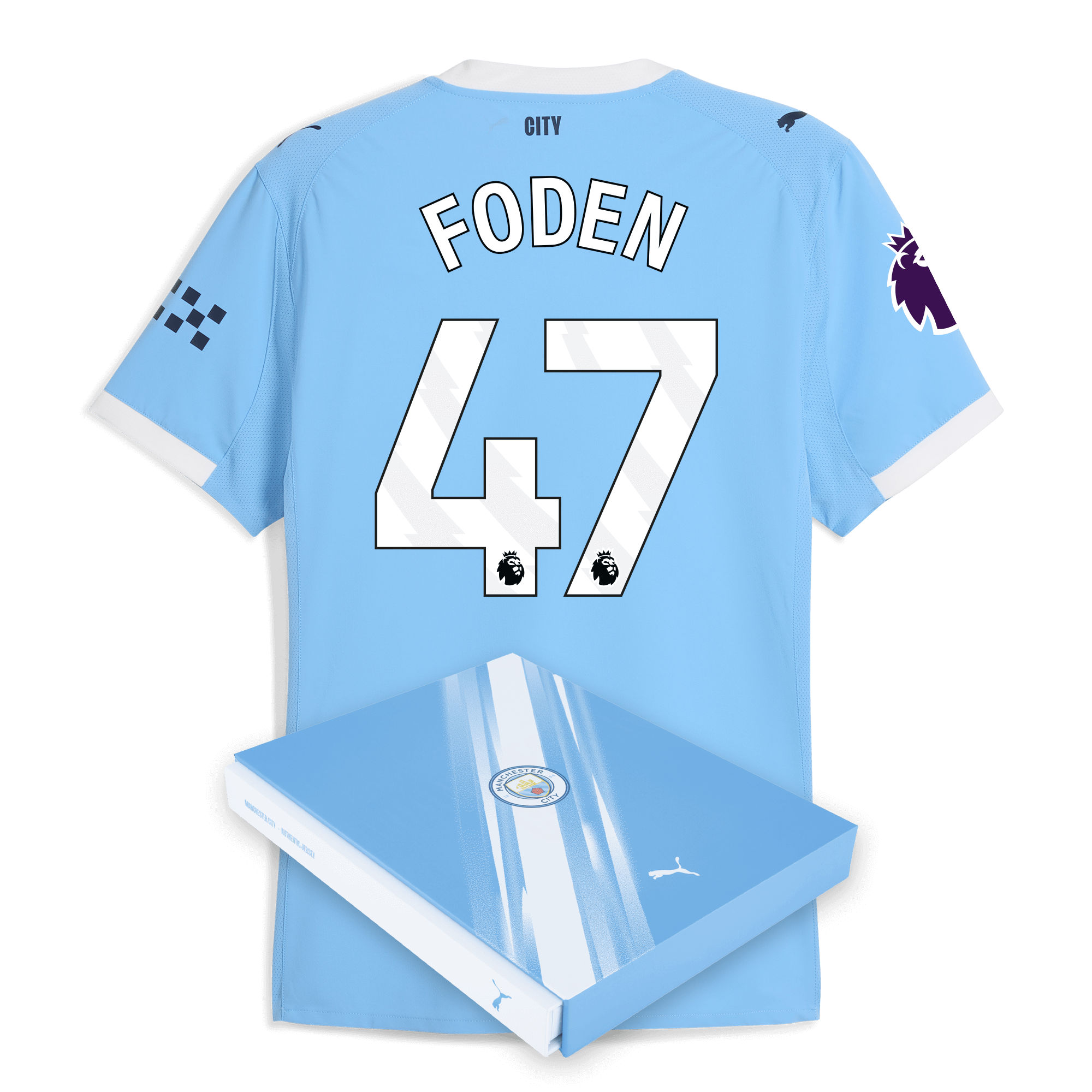 Manchester City manchester city premier league home authentic jersey 202526 with foden 47 printing in gift box Collection - ManchesterCitystore.com