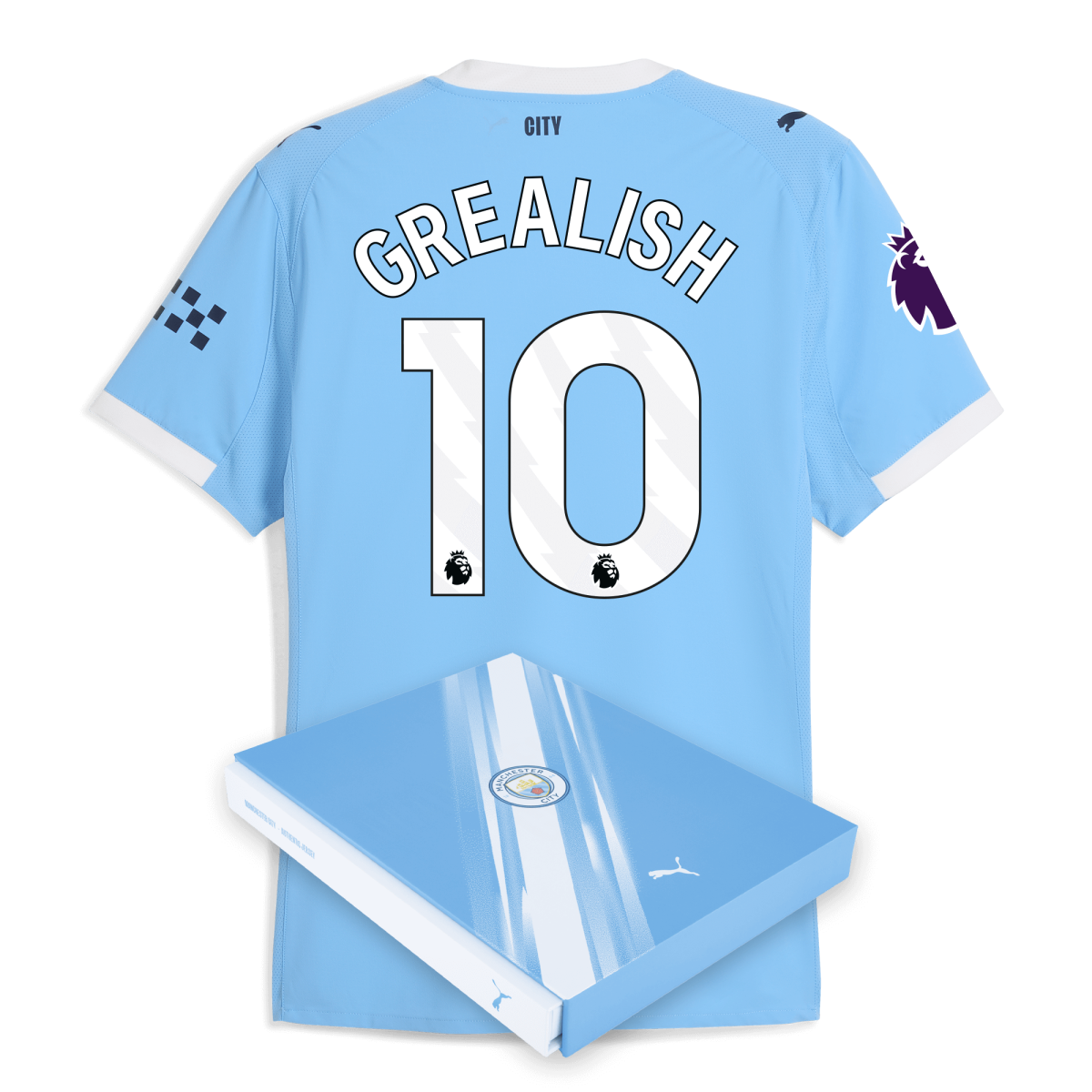 Manchester City manchester city premier league home authentic jersey 202526 with grealish 10 printing in gift box Collection - ManchesterCitystore.com