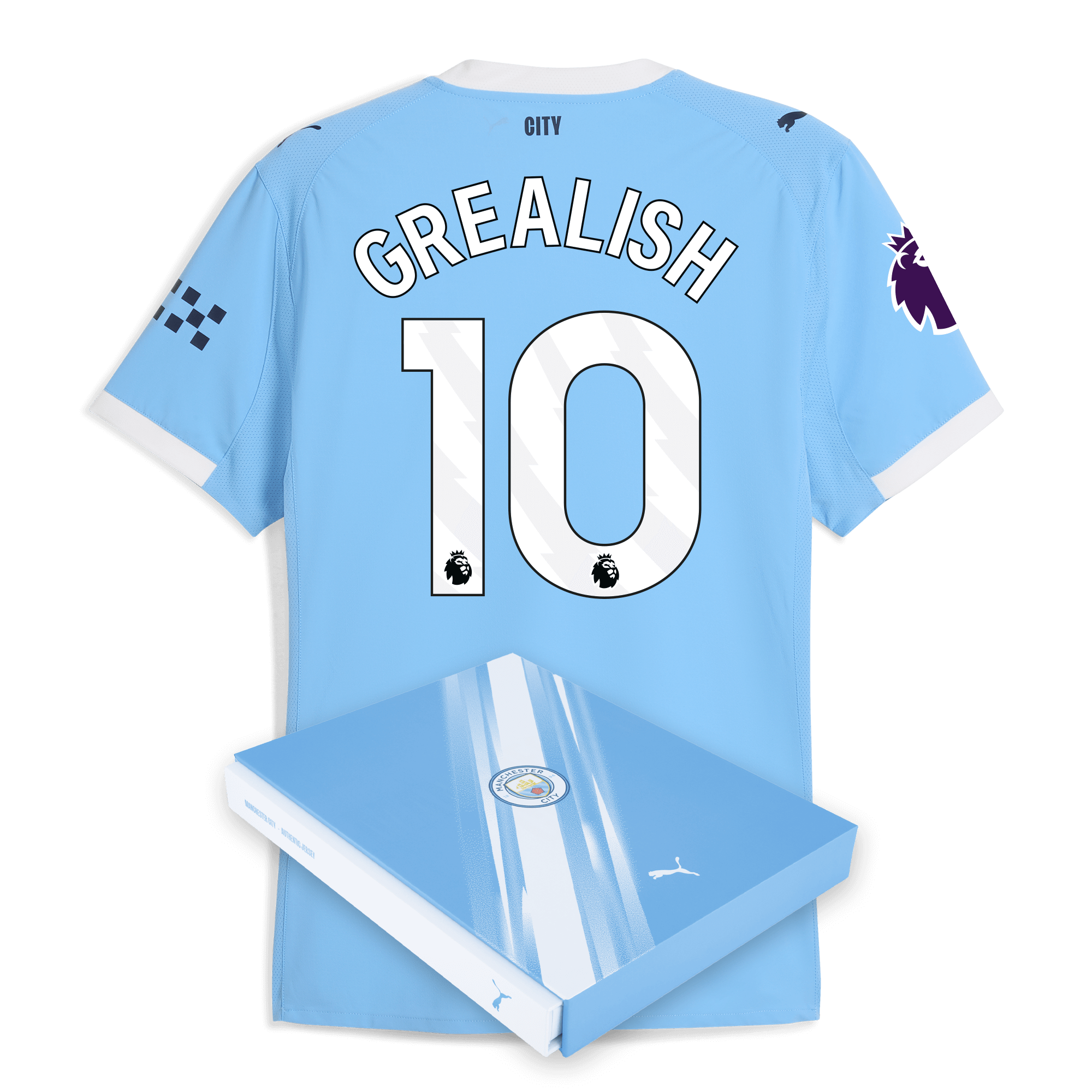 Manchester City manchester city premier league home authentic jersey 202526 with grealish 10 printing in gift box Collection - ManchesterCitystore.com