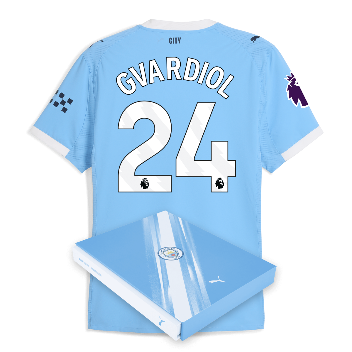 Manchester City manchester city premier league home authentic jersey 202526 with gvardiol 24 printing in gift box Collection - ManchesterCitystore.com