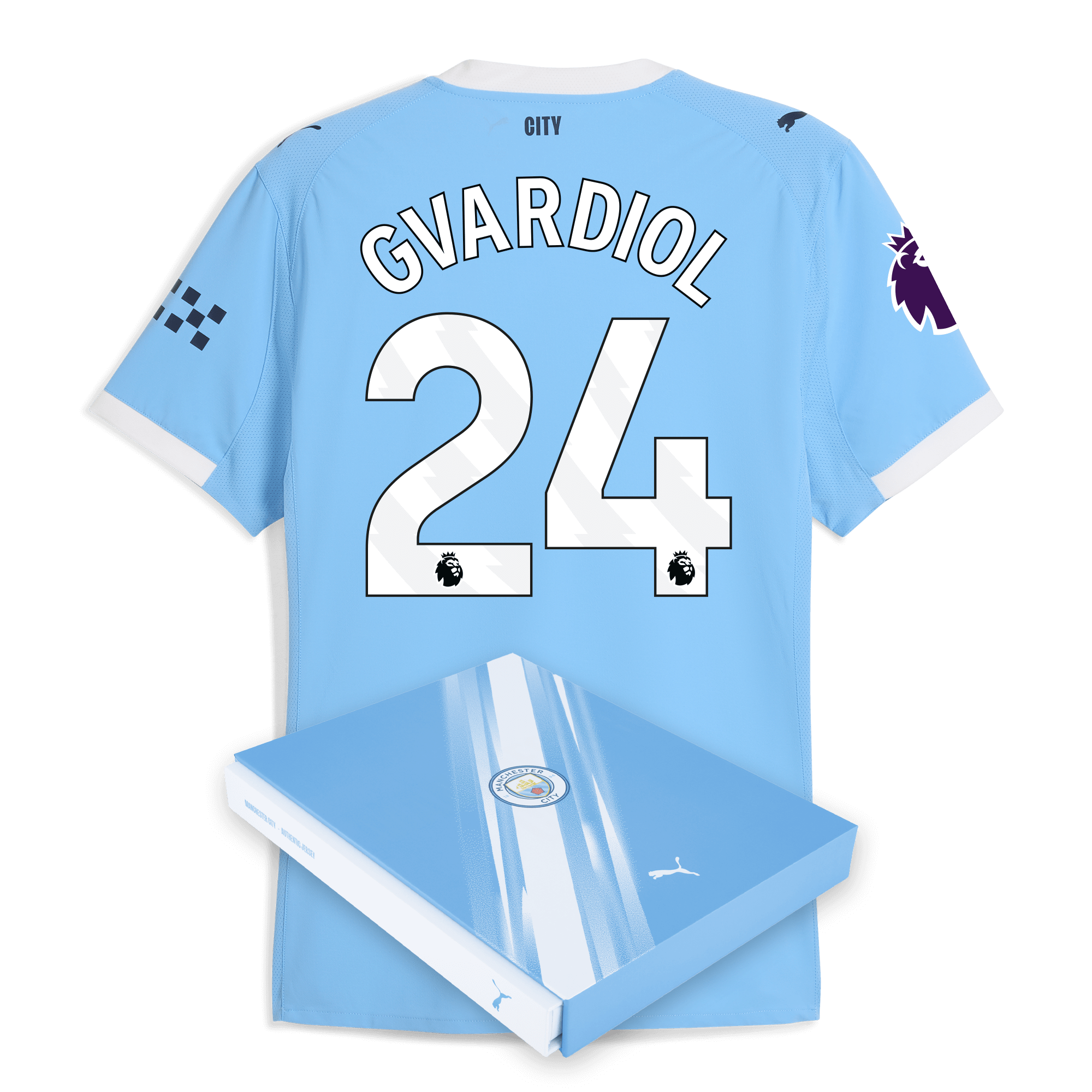 Manchester City manchester city premier league home authentic jersey 202526 with gvardiol 24 printing in gift box Collection - ManchesterCitystore.com