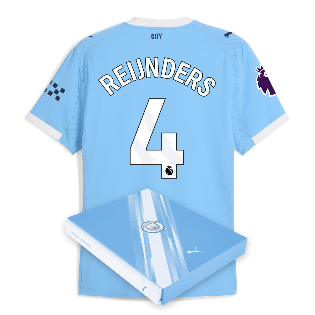 Manchester City manchester city premier league home authentic jersey 202526 with reijnders 4 printing in gift box Collection - ManchesterCitystore.com
