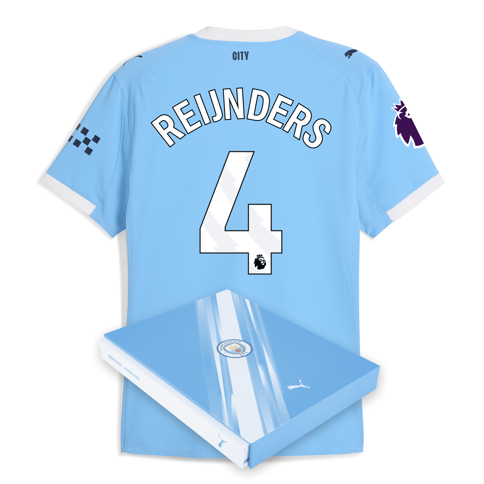Manchester City manchester city premier league home authentic jersey 202526 with reijnders 4 printing in gift box Collection - ManchesterCitystore.com