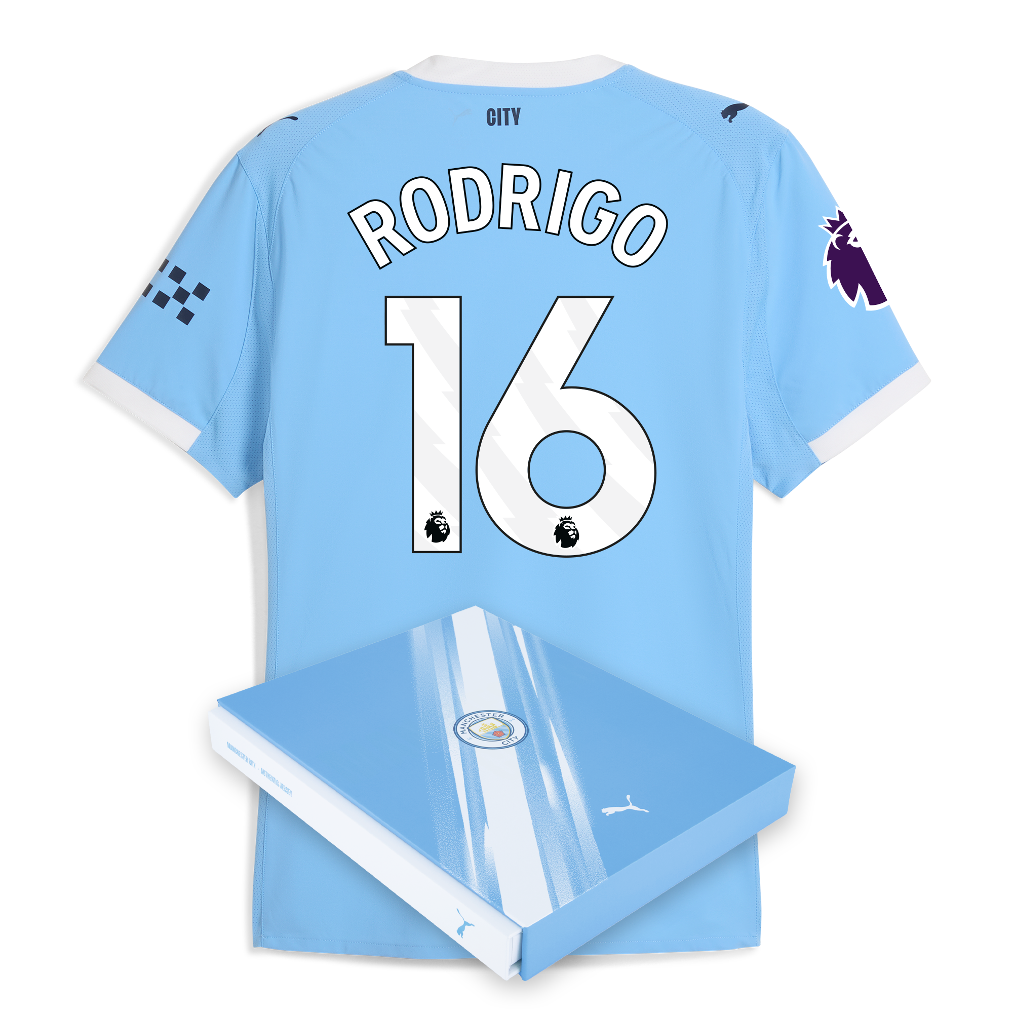 Manchester City manchester city premier league home authentic jersey 202526 with rodrigo 16 printing in gift box Collection - ManchesterCitystore.com