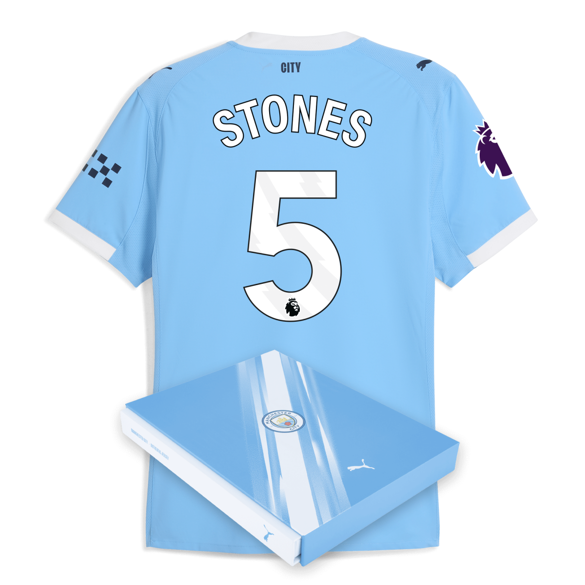 Manchester City manchester city premier league home authentic jersey 202526 with stones 5 printing in gift box Collection - ManchesterCitystore.com