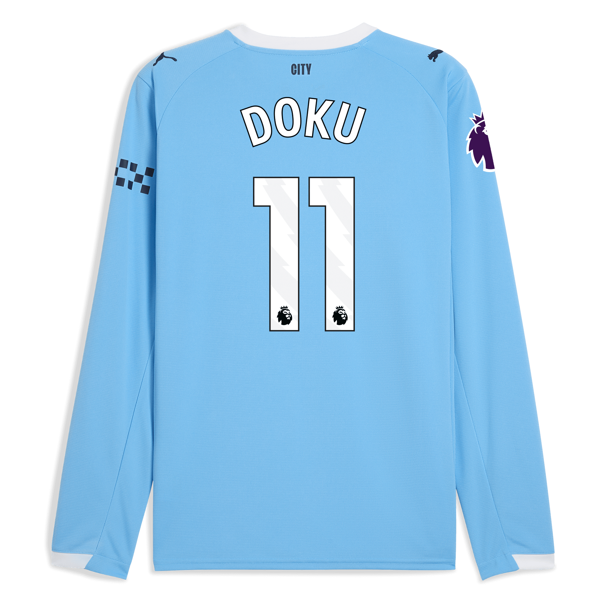 Manchester City manchester city premier league home jersey 202526 long sleeve with doku 11 printing Collection - ManchesterCitystore.com