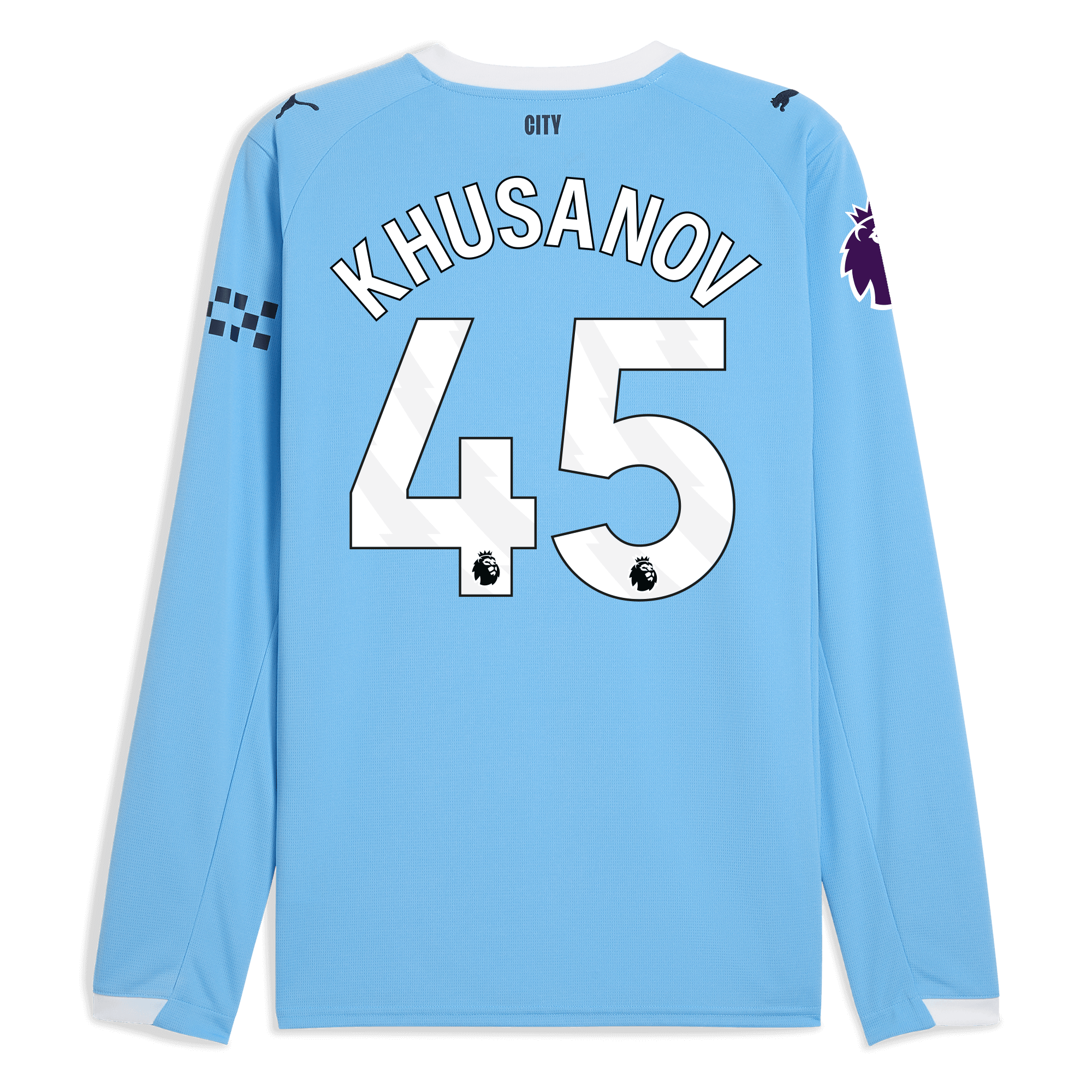 Manchester City manchester city premier league home jersey 202526 long sleeve with khusanov 45 printing Collection - ManchesterCitystore.com