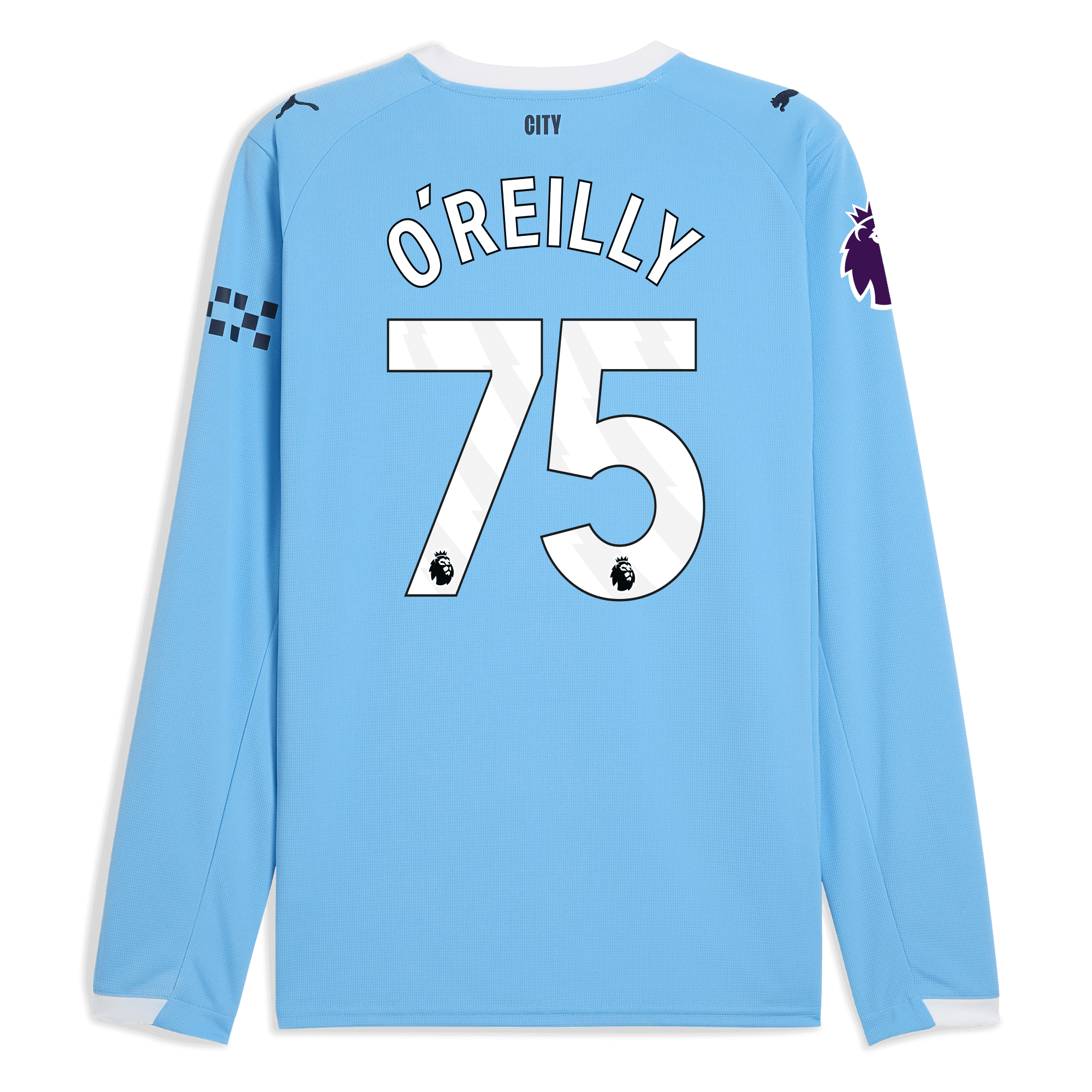Manchester City manchester city premier league home jersey 202526 long sleeve with oreilly 75 printing Collection - ManchesterCitystore.com