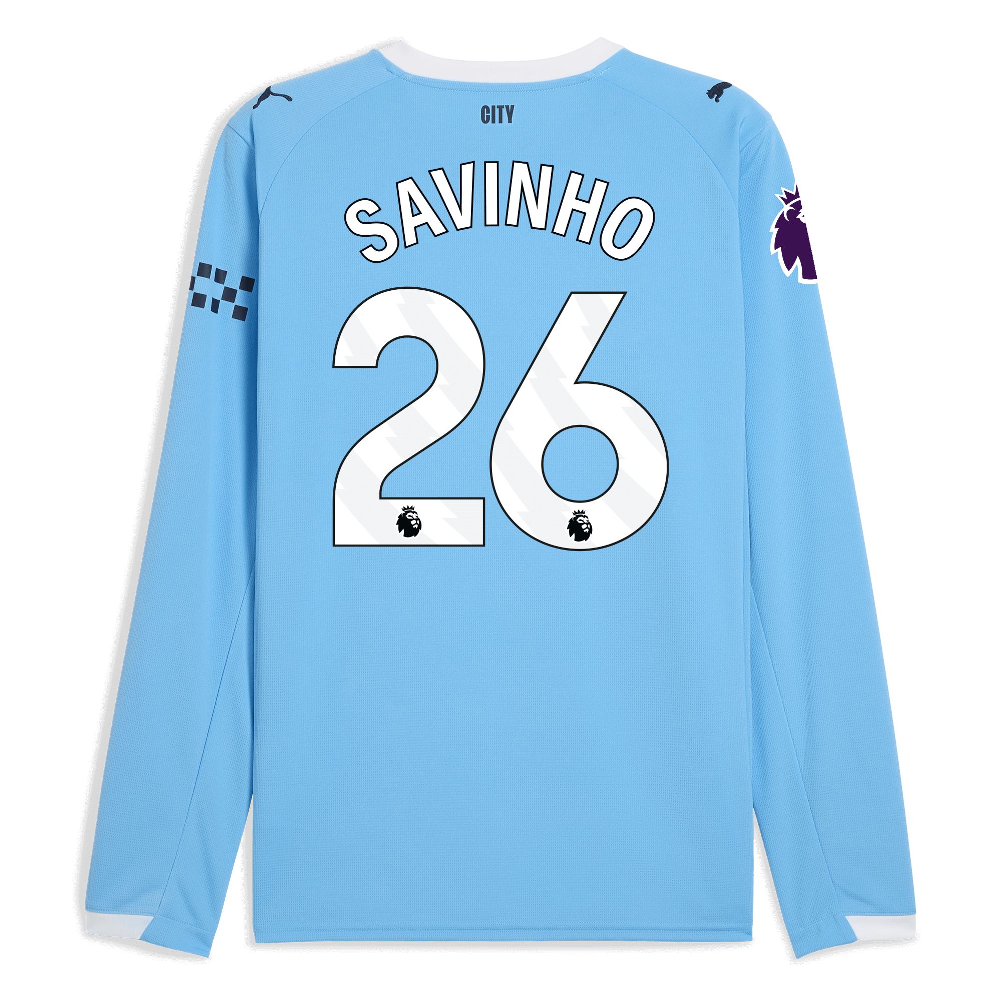 Manchester City manchester city premier league home jersey 202526 long sleeve with savinho 26 printing Collection - ManchesterCitystore.com
