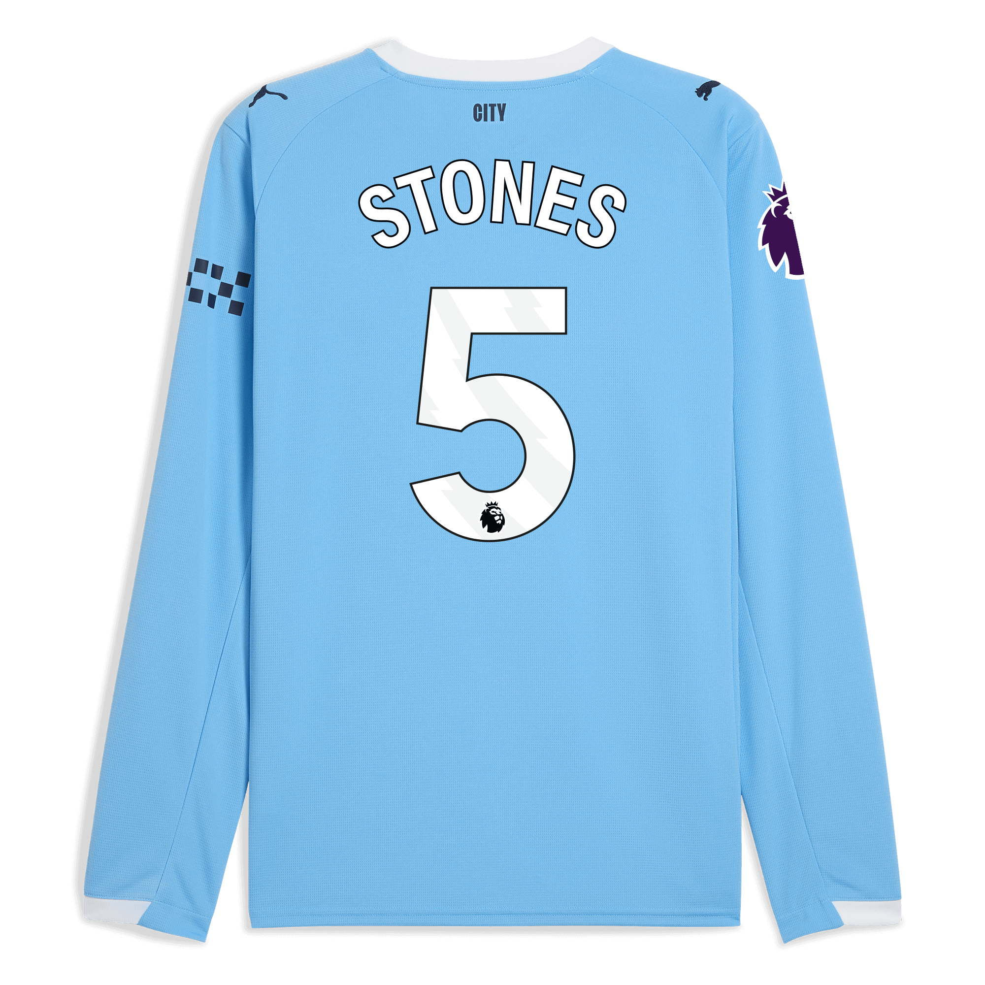 Manchester City manchester city premier league home jersey 202526 long sleeve with stones 5 printing Collection - ManchesterCitystore.com