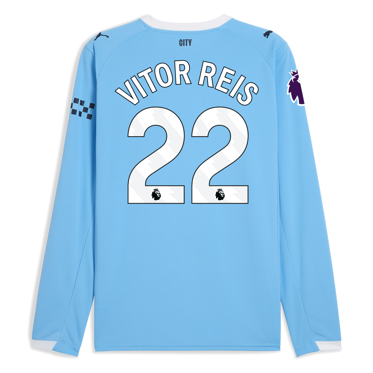Manchester City manchester city premier league home jersey 202526 long sleeve with vitor reis 22 printing Collection - ManchesterCitystore.com