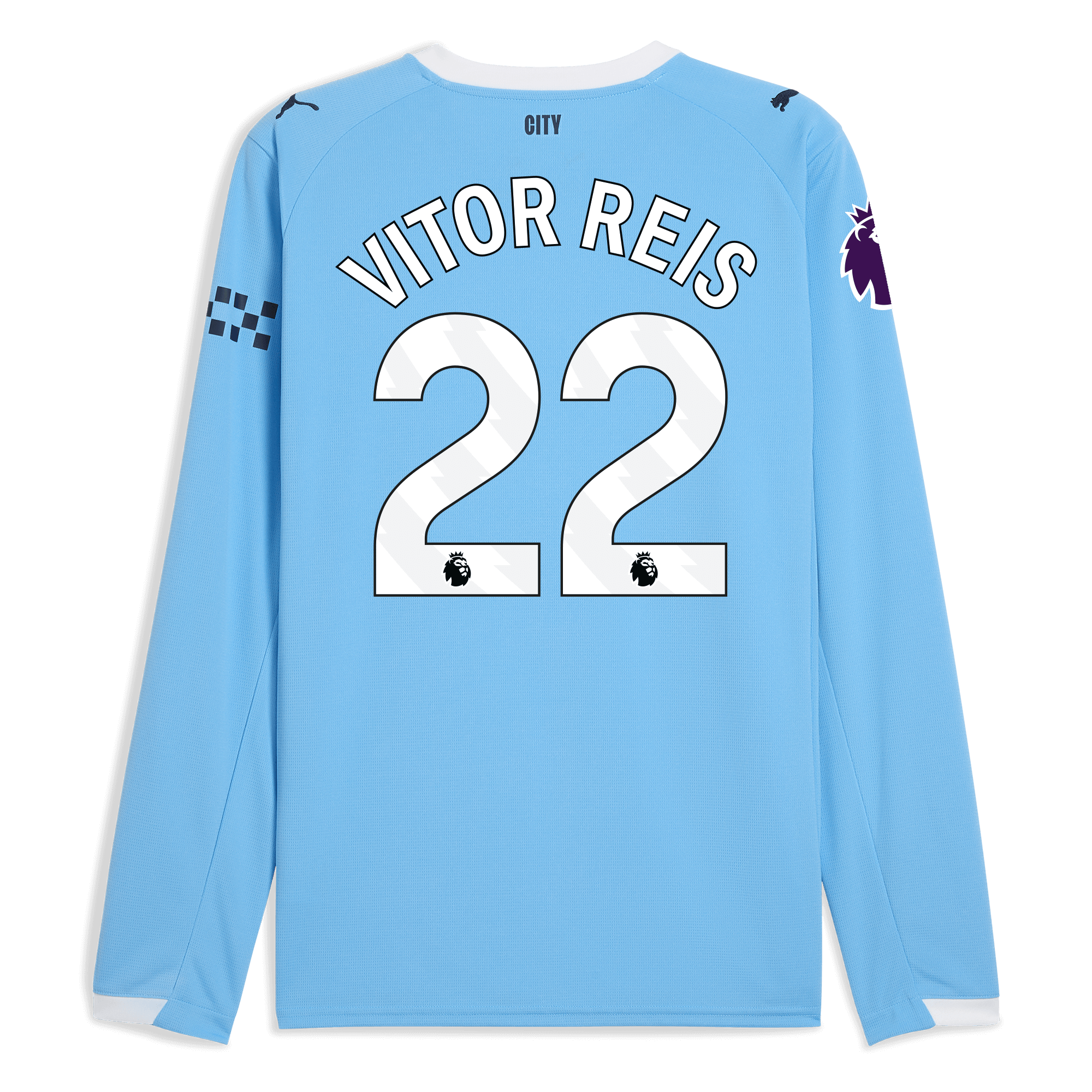 Manchester City manchester city premier league home jersey 202526 long sleeve with vitor reis 22 printing Collection - ManchesterCitystore.com