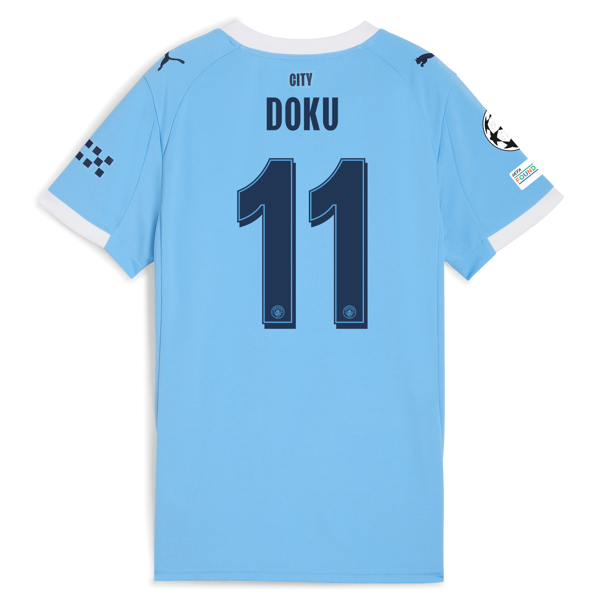 Manchester City womens manchester city man city champions league home jersey 202526 with doku 11 printing Collection - ManchesterCitystore.com