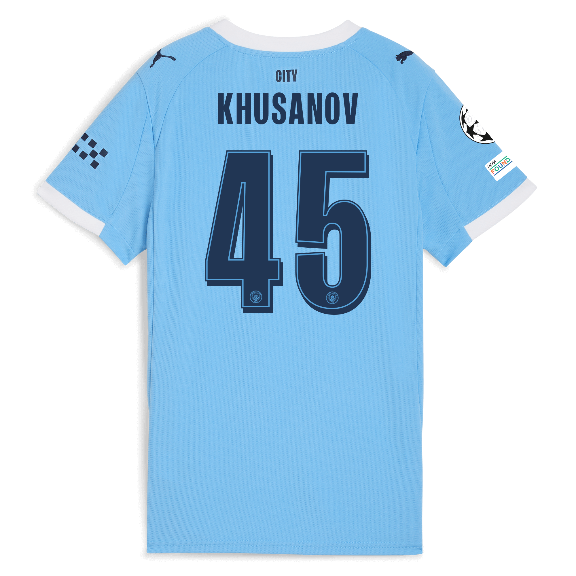Manchester City womens manchester city man city champions league home jersey 202526 with khusanov 45 printing Collection - ManchesterCitystore.com