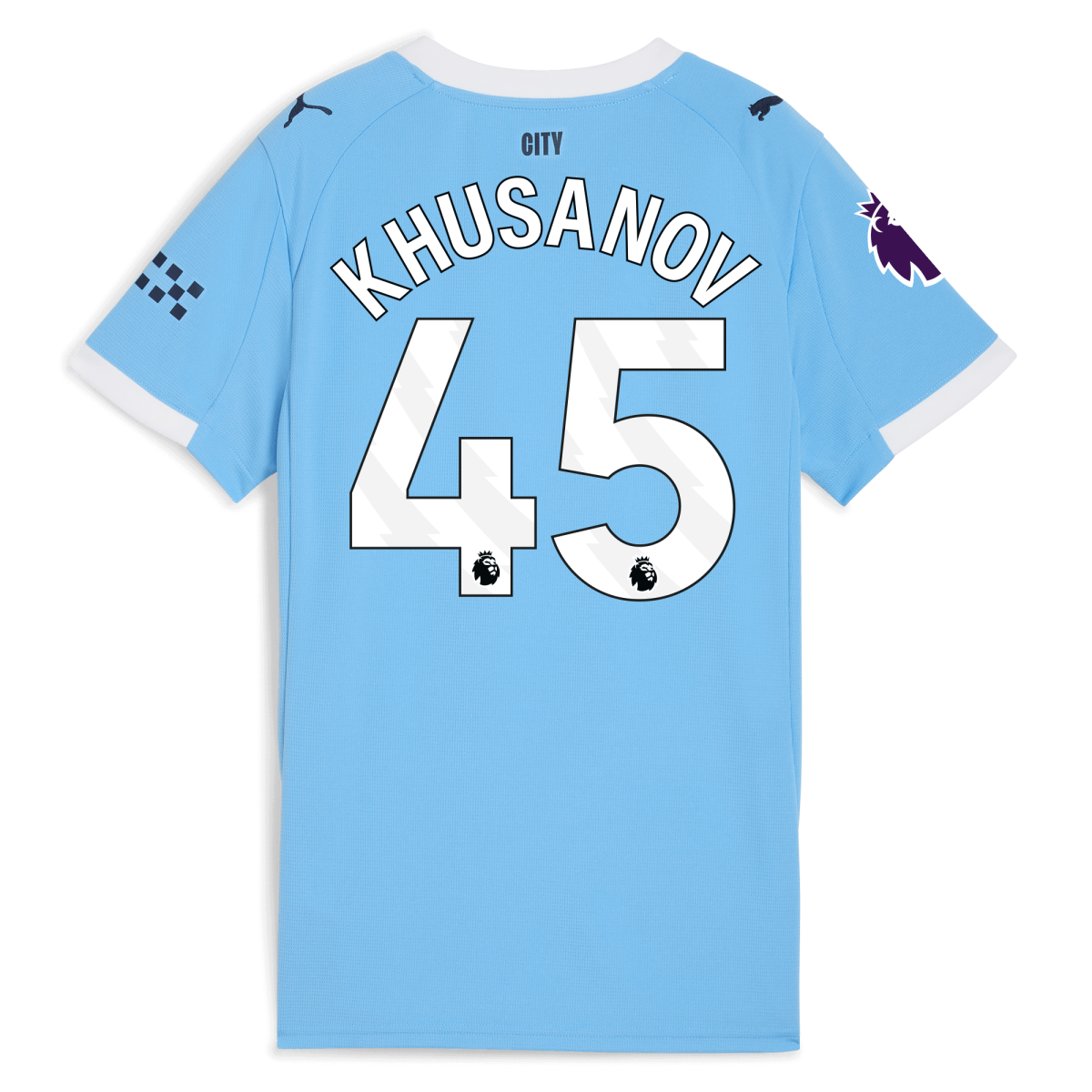 Manchester City womens manchester city premier league home jersey 202526 with khusanov 45 printing Collection - ManchesterCitystore.com